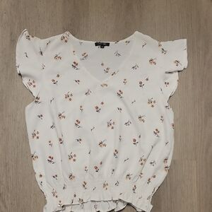 Papermoon Women's White Airy Blouse with Floral Design Size XL